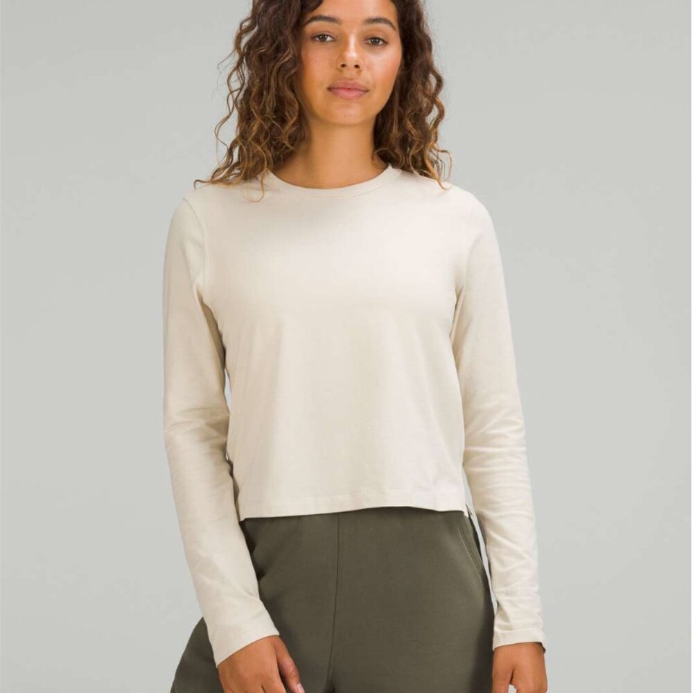 Lululemon Classic-Fit Cotton-Blend Long Sleeve Shirt Natural Ivory